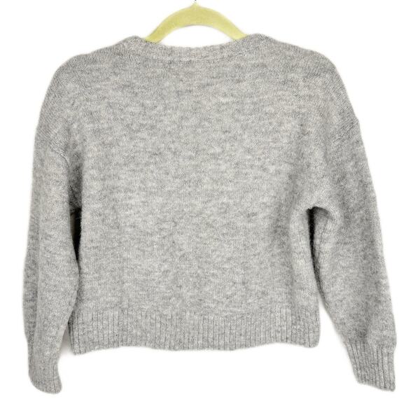 Nwt Old Navy Gray Metallic Crew Knit Stretch Cropped Sweater Medium (8) Girl's - Picture 2 of 8